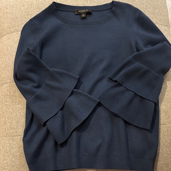 Ann Taylor Sweaters - Ann Taylor Navy Tiered Sleeve Sweater